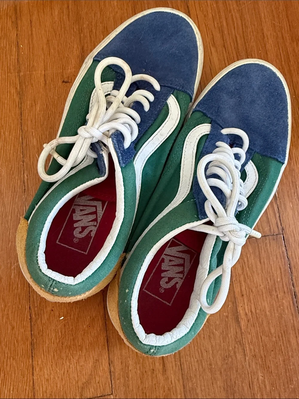 Vintage Low-Top Canvas Vans in Blue/Green/Yellow